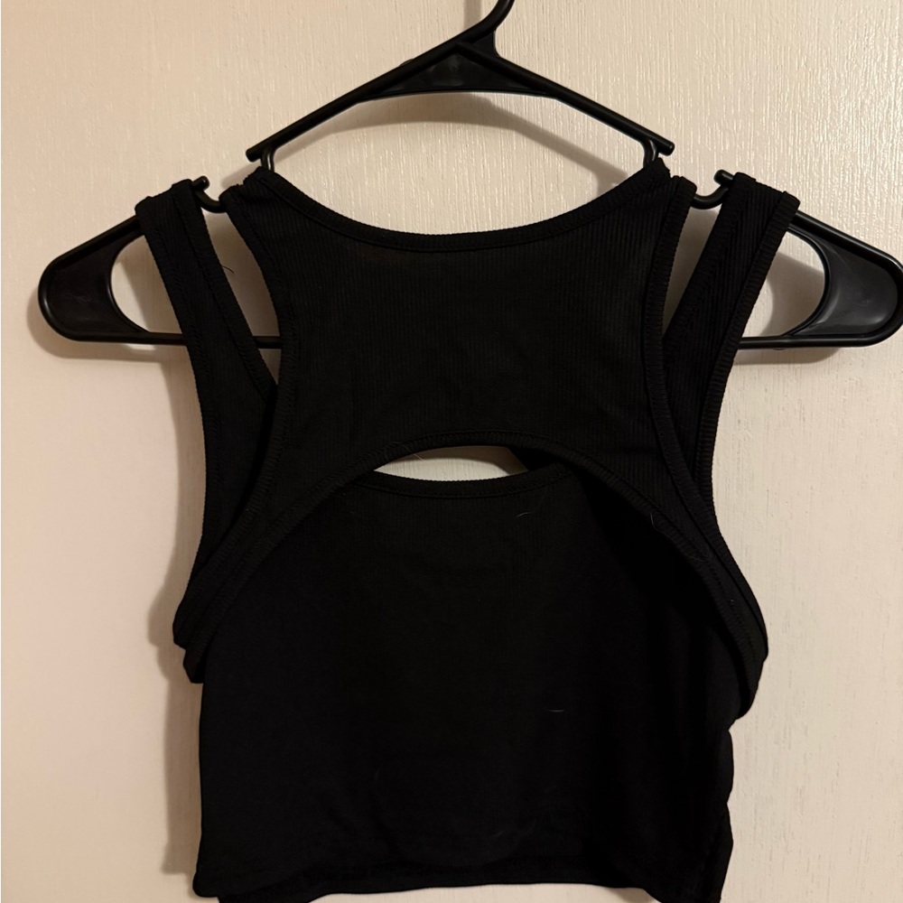 SHEIN Black Cutout Crop Top